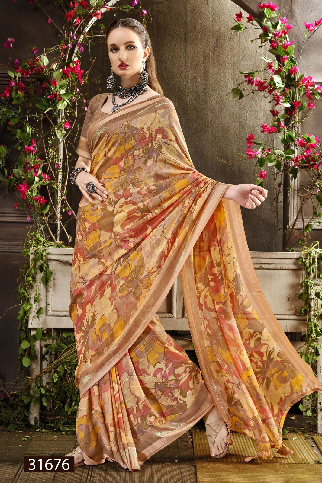 Brinda Vol 11 By Vallabhi Chiffon Printed Sarees Suppliers In India